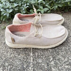 Hey Dude Womens Shoes 8 Chambray White Nut Wendy Slip On Comfort